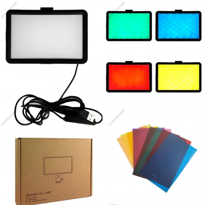 Лампа відеосвітло LED CH 16 cm 6" 9 color filters 120 Lights USB 12W,2V