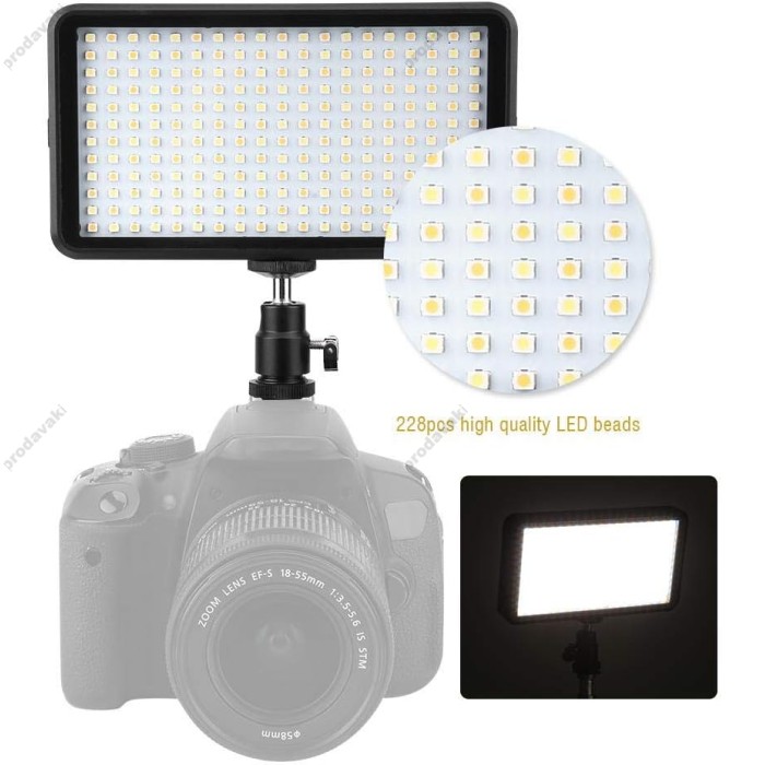 Накамерне відеосвітло LED CH W228 3200-6500K