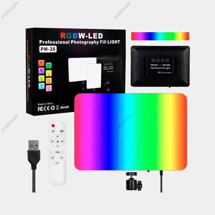 Лампа відеосвітло LED RGB CH PM-26 23x16 cm 96 Lights 2700K-6000K Remote USB + Adapter inside