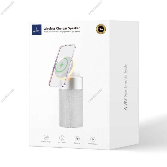 Бездротове ЗУ Wiwu Wi-W022 3 in 1 15W Wireless Charger Speaker