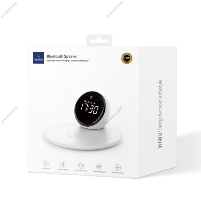 Бездротова зарядка стенд WIWU Wi-W017 15W 3in1 Wireless Charger+Digital Alarm+Bluetooth Speaker