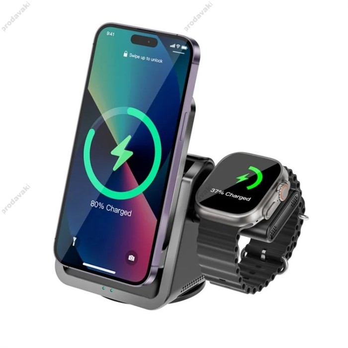 Бездротова зарядка WiWU Wi-W018 Coolpad 15W 3 in 1 Wireless Charging Station