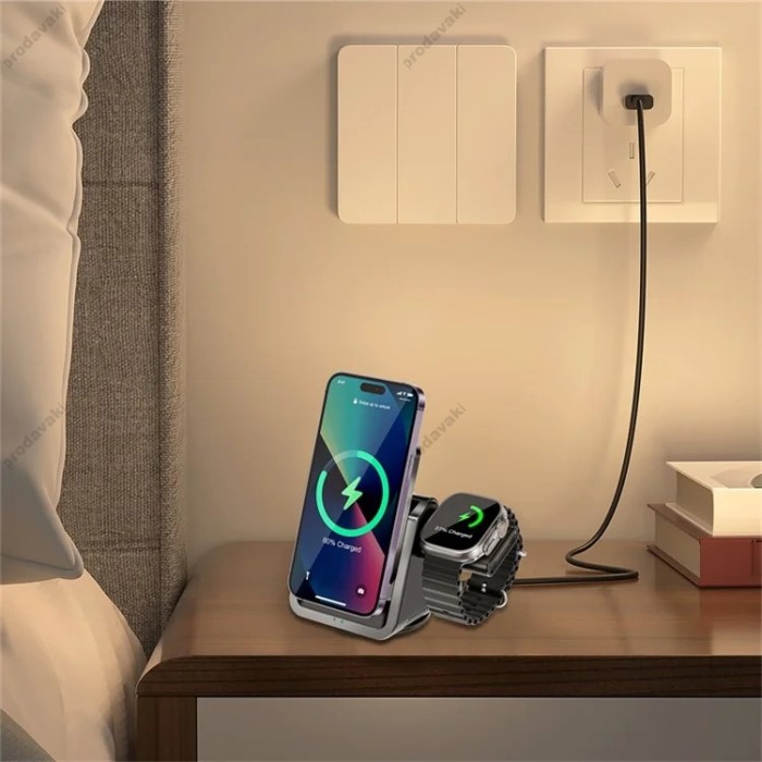 Бездротова зарядка WiWU Wi-W018 Coolpad 15W 3 in 1 Wireless Charging Station