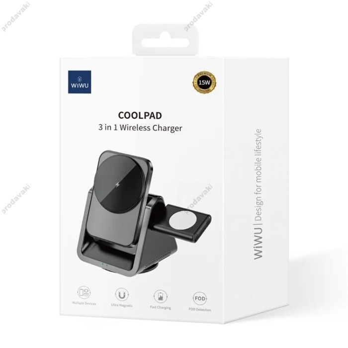 Бездротова зарядка WiWU Wi-W018 Coolpad 15W 3 in 1 Wireless Charging Station