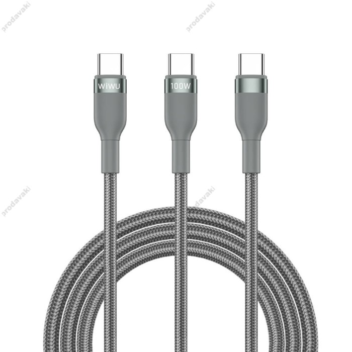Кабель WiWU WI-C029 100W 2in1 USB-C to USB-C + Lightning Cable 1.2M