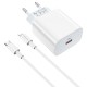 Мережевий зарядний пристрій BOROFONE BA38A Plus Speedy Type-C-Lightning Cable 20W White