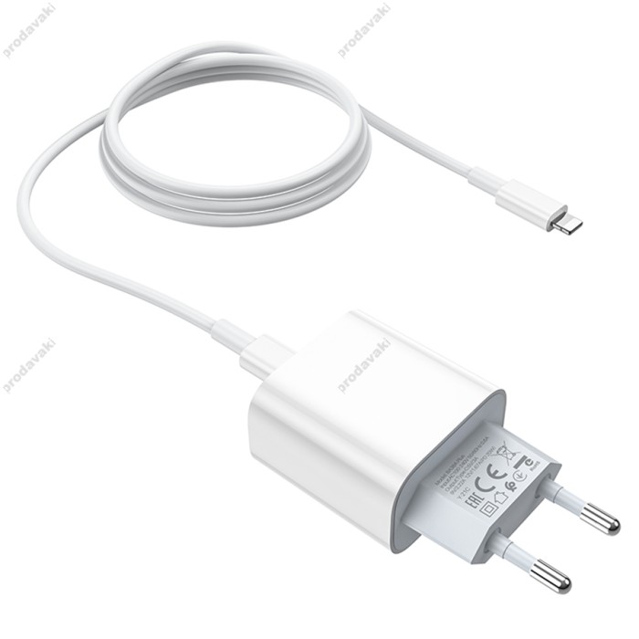 Мережевий зарядний пристрій BOROFONE BA38A Plus Speedy Type-C-Lightning Cable 20W White