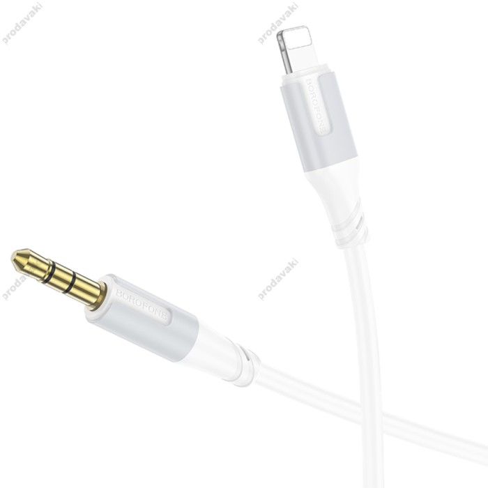 Аудіокабель AUX-кабель аудіоадаптер Borofone BL19 Lightning to 3.5mm White