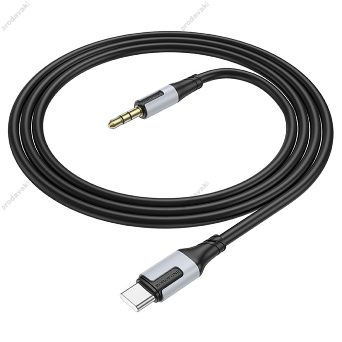 Аудіокабель AUX-кабель аудіоадаптер Borofone BL19 Type-C to 3.5mm Black