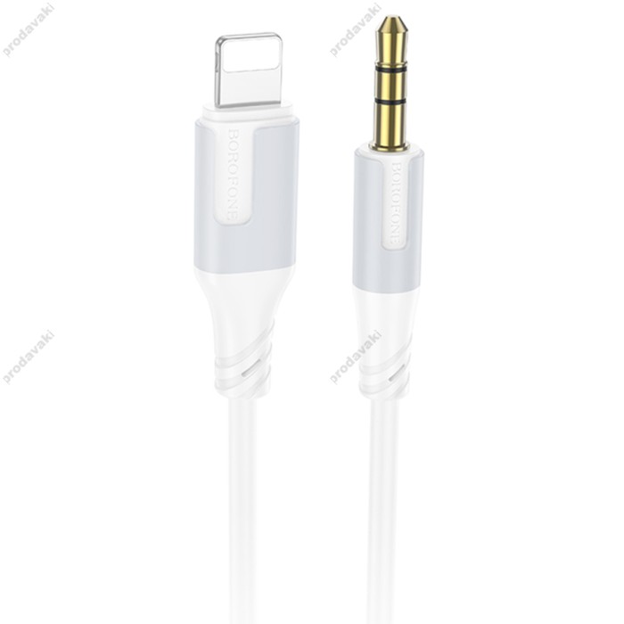Аудіокабель AUX-кабель аудіоадаптер Borofone BL19 Lightning to 3.5mm White