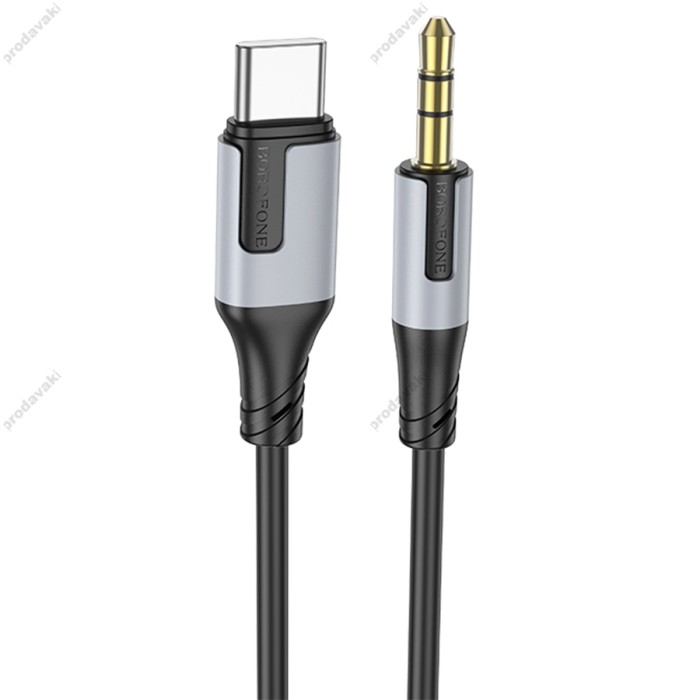 Аудіокабель AUX-кабель аудіоадаптер Borofone BL19 Type-C to 3.5mm Black