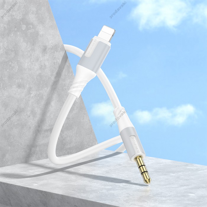 Аудіокабель AUX-кабель аудіоадаптер Borofone BL19 Lightning to 3.5mm White