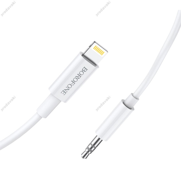 Аудіокабель AUX-кабель аудіоадаптер Borofone BL9 Lightning to 3.5mm White