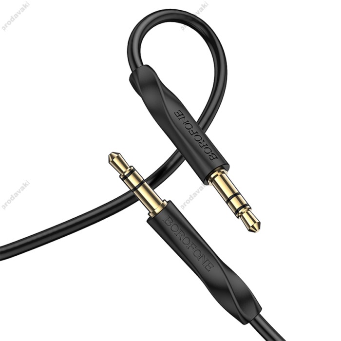 Аудіокабель AUX-кабель аудіоадаптер Borofone BL16 3.5mm to 3.5mm Black