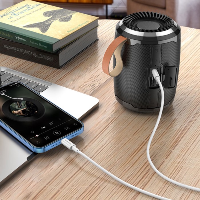 Аудіокабель AUX-кабель аудіоадаптер Borofone BL9 Lightning to 3.5mm White