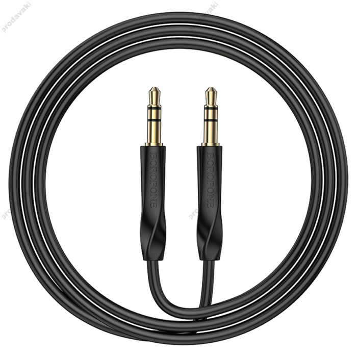 Аудіокабель AUX-кабель аудіоадаптер Borofone BL16 3.5mm to 3.5mm Black
