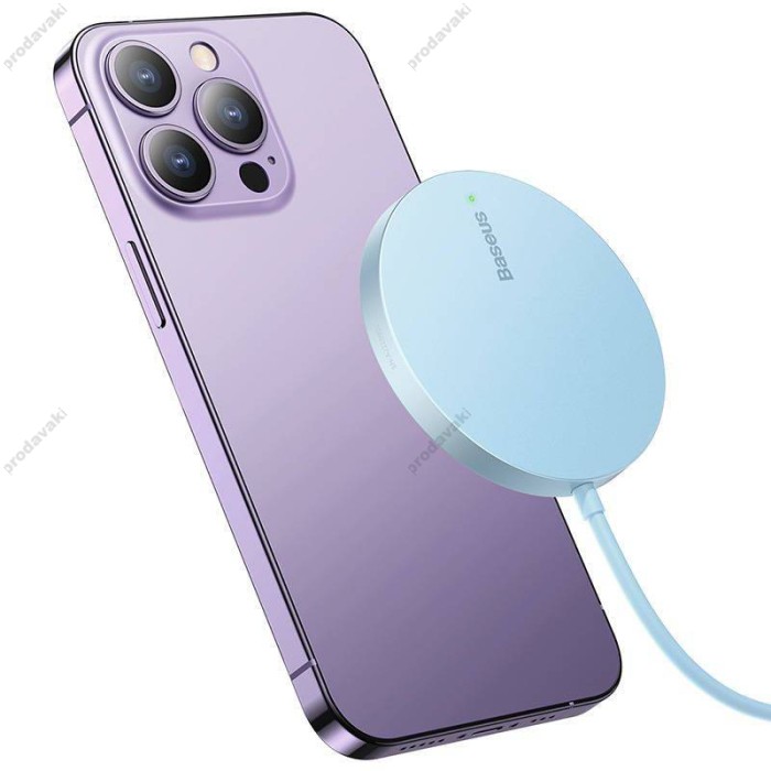 Бездротова зарядка Baseus Simple Mini 3 Magnetic Wireless Charger 15W Blue CCJJ040303