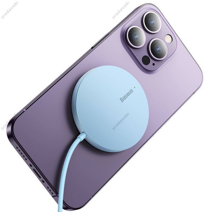 Бездротова зарядка Baseus Simple Mini 3 Magnetic Wireless Charger 15W Blue CCJJ040303