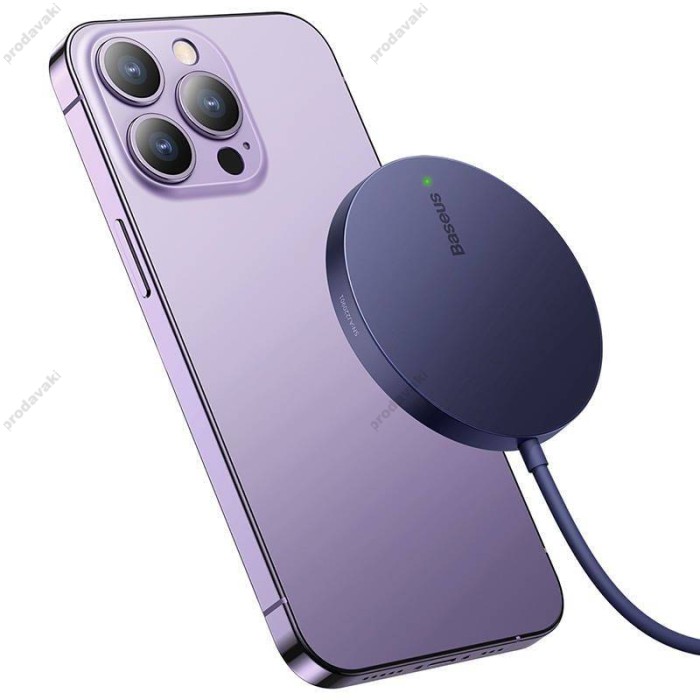 Бездротова зарядка Baseus Simple Mini 3 Magnetic Wireless Charger 15W Purple CCJJ040205