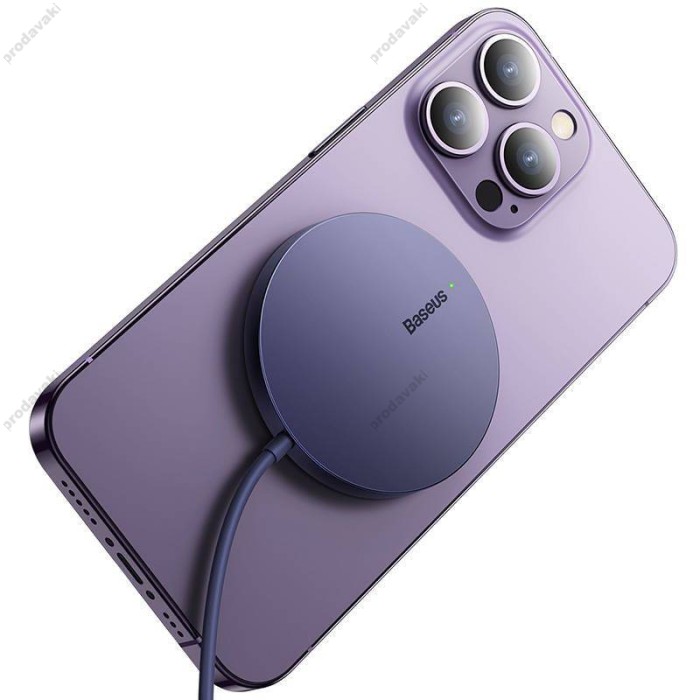 Бездротова зарядка Baseus Simple Mini 3 Magnetic Wireless Charger 15W Purple CCJJ040205