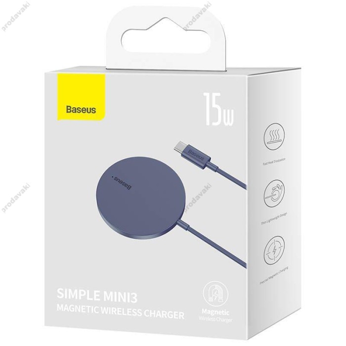 Бездротова зарядка Baseus Simple Mini 3 Magnetic Wireless Charger 15W Purple CCJJ040205