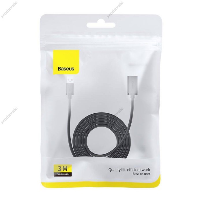 USB Подовжувач Baseus AirJoy Series USB3.0 Extension Cable 3m Cluster Black B00631103111-04