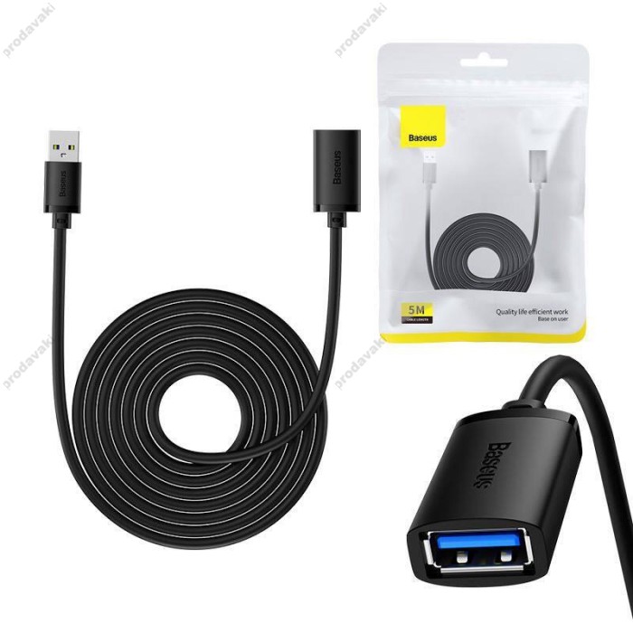 USB Подовжувач Baseus AirJoy Series USB3.0 Extension Cable 5m Cluster Black B00631103111-05