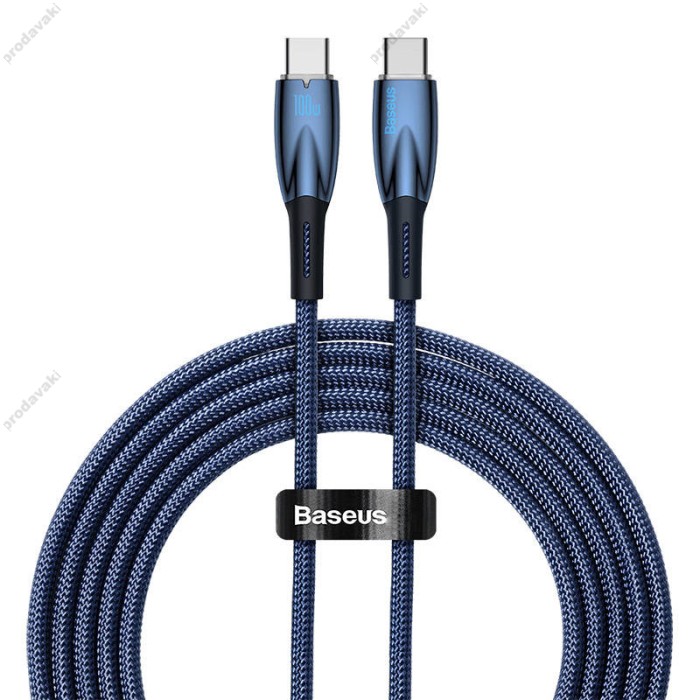 Кабель Baseus Glimmer Series Fast Charging Data Cable Type-C to Type-C 100W 5A 1m Blue CADH000703