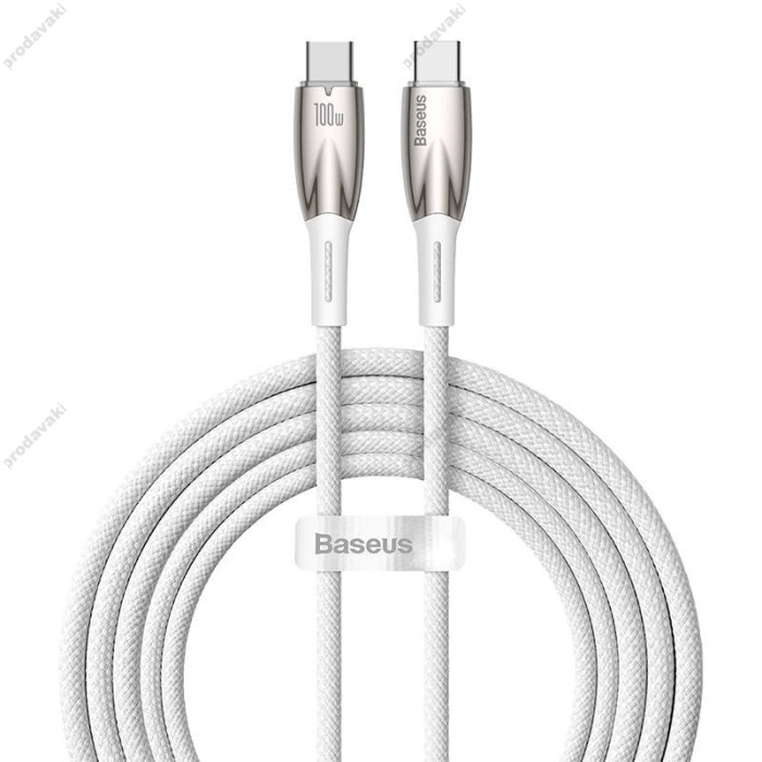 Кабель Baseus Glimmer Series Fast Charging Data Cable Type-C to Type-C 100W 5A 2m White CADH000802