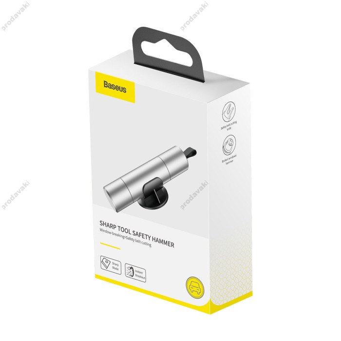 Автомобільний молоток - ніж для ременів безпеки Baseus Sharp Tool Safety Hammer Silver CRSFH-0S