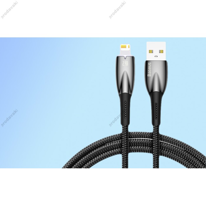 USB кабель Baseus Glimmer Series Fast Charging Data Cable USB to iP Ligtning 2.4A 2m Blue CADH000303