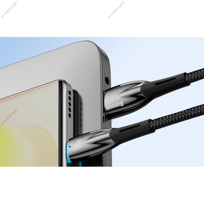 USB кабель Baseus Glimmer Series Fast Charging Data Cable USB to iP Ligtning 2.4A 2m Blue CADH000303
