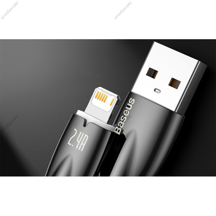 USB кабель Baseus Glimmer Series Fast Charging Data Cable USB to iP Ligtning 2.4A 2m Blue CADH000303