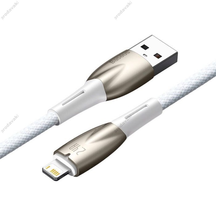 USB кабель Baseus Glimmer Series Fast Charging Data Cable USB to iP Ligtning 2.4A 1m White CADH000202