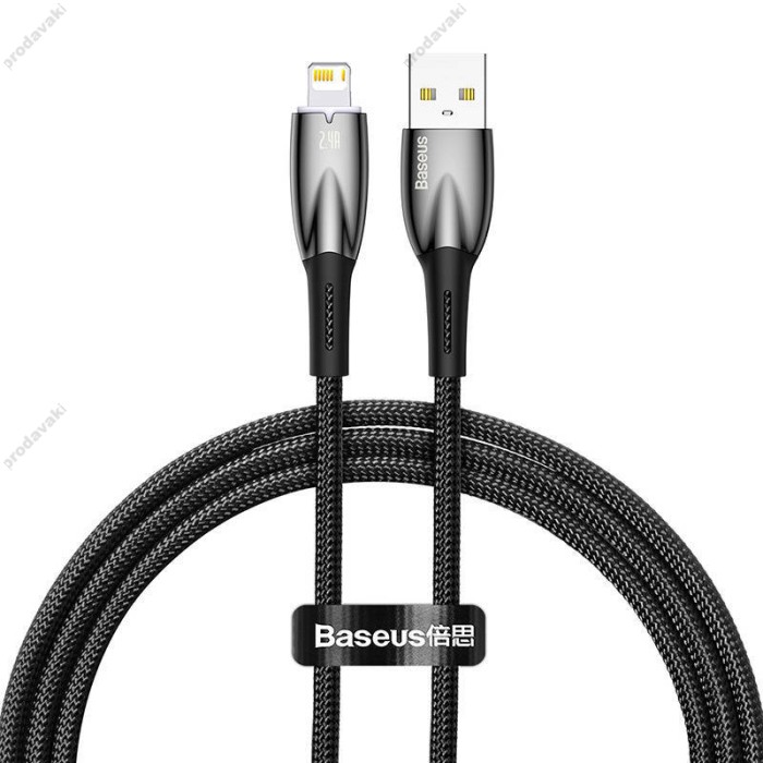 USB кабель Baseus Glimmer Series Fast Charging Data Cable USB to iP Ligtning 2.4A 2m Black CADH000301