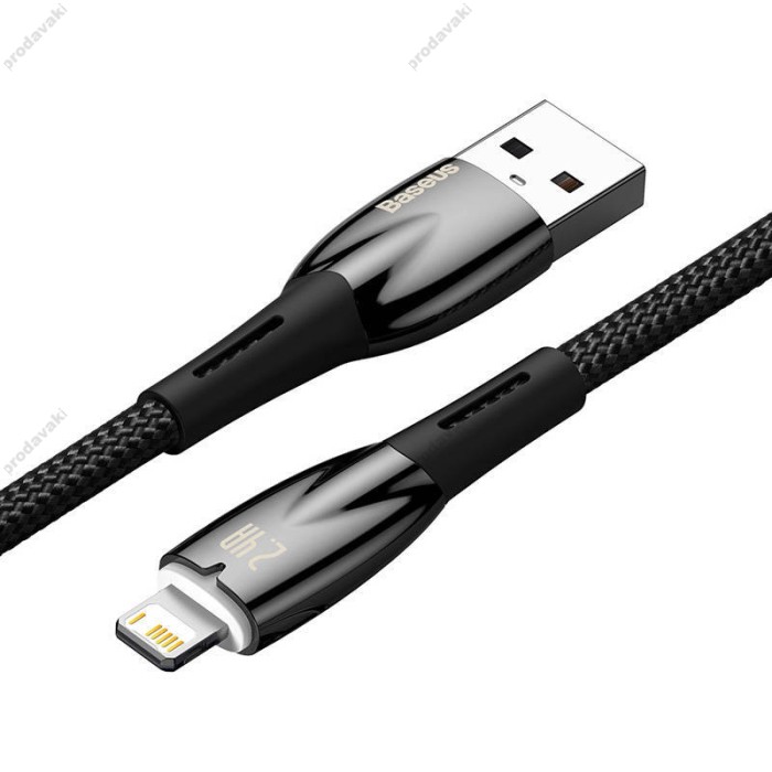 USB кабель Baseus Glimmer Series Fast Charging Data Cable USB to iP Ligtning 2.4A 2m Black CADH000301