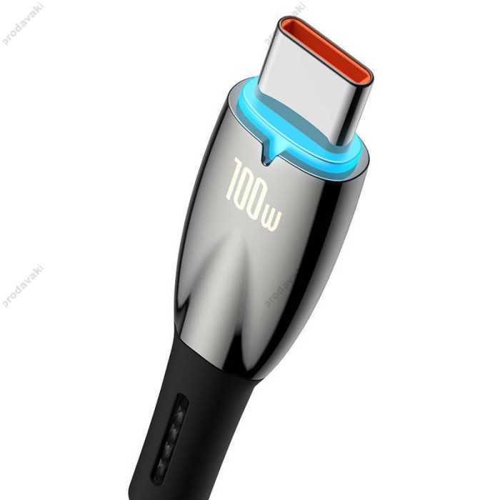 Кабель Baseus Glimmer Series Fast Charging Data Cable USB to Type-C 100W 6A 1m Black CADH000401