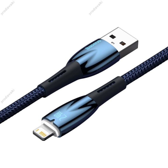 USB кабель Baseus Glimmer Series Fast Charging Data Cable USB to iP Ligtning 2.4A 2m Blue CADH000303
