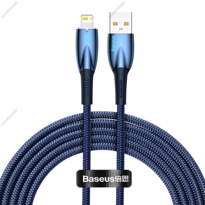 USB кабель Baseus Glimmer Series Fast Charging Data Cable USB to iP Ligtning 2.4A 2m Blue CADH000303