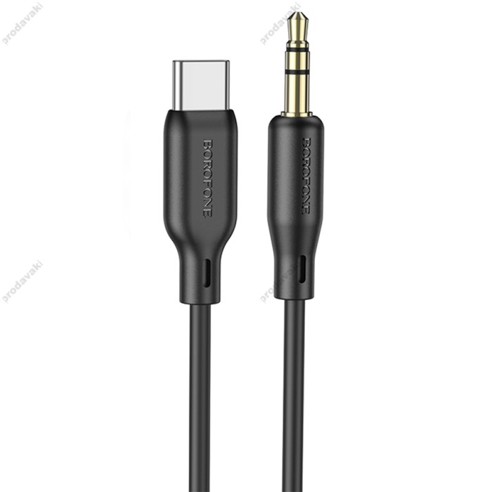 Аудіокабель AUX-кабель аудіоадаптер Borofone BL18 Type-C to 3.5mm Black