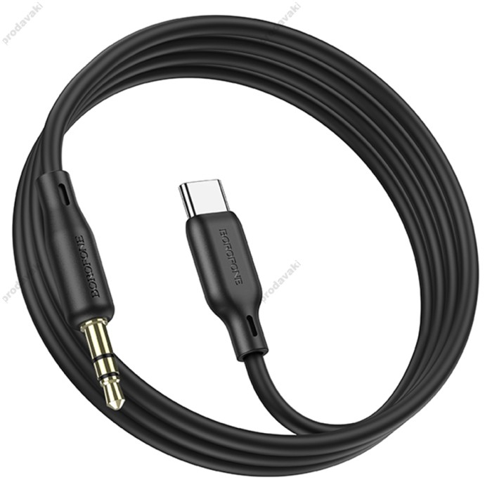 Аудіокабель AUX-кабель аудіоадаптер Borofone BL18 Type-C to 3.5mm Black