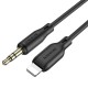 Аудіокабель AUX-кабель аудіоадаптер Borofone BL18 Lightning to 3.5mm Black