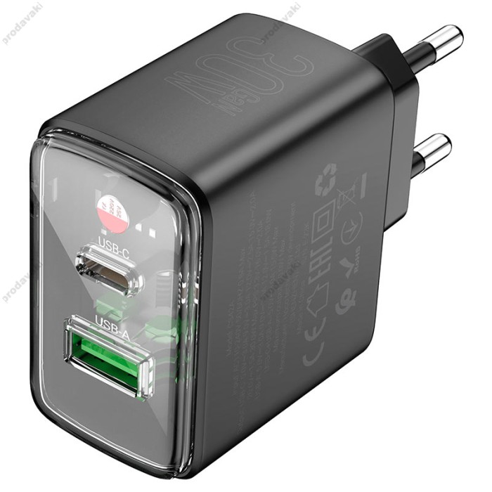 Мережевий зарядний пристрій Hoco CS42A Smart charger 30W Black