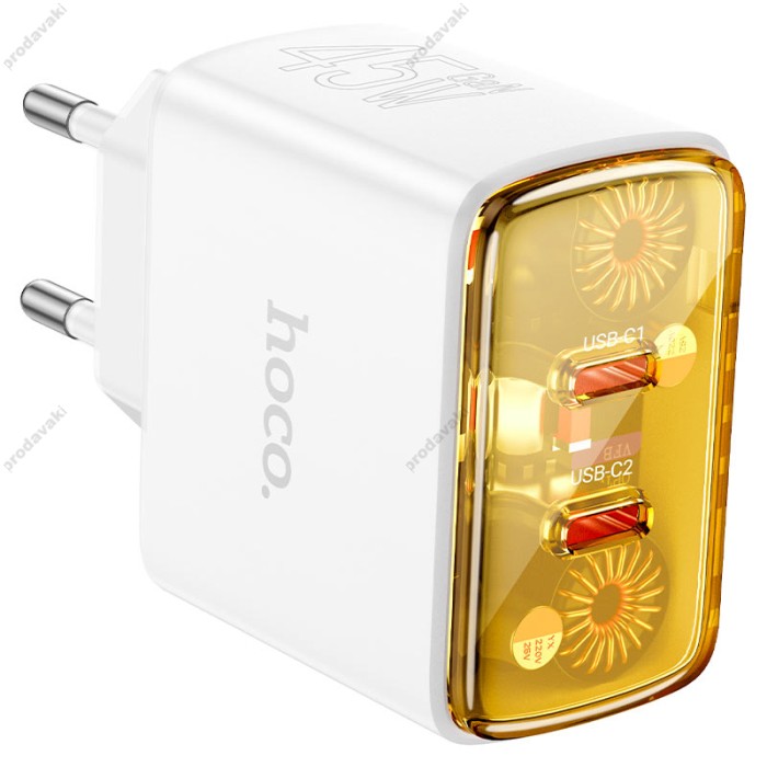 Мережевий зарядний пристрій Hoco CS43A Smart charger Type-C cable 45W White