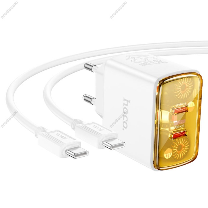 Мережевий зарядний пристрій Hoco CS43A Smart charger Type-C cable 45W White