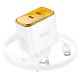 Мережевий зарядний пристрій Hoco CS43A Smart charger Type-C cable 45W White
