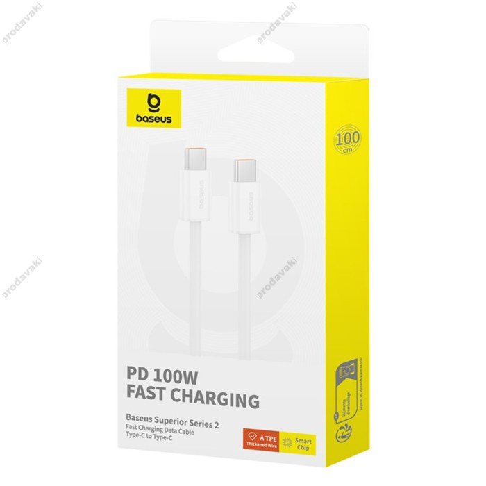 Кабель Baseus Superior Series 2 Fast Charging Cable Type-C to Type-C 100W 5A 2m White P10365200211-04