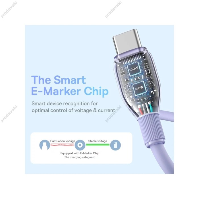 Кабель Baseus Pudding Series Fast Charging Cable Type-C to Type-C 100W 5A 2m Purple P10355702511-01