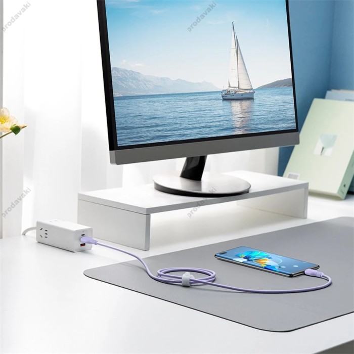 Кабель Baseus Pudding Series Fast Charging Cable Type-C to Type-C 100W 5A 1.2m Purple P10355702511-00