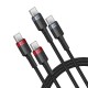 Кабель Baseus Cafule flash Charging Data Cable Type-C to Type-C 2шт 100W 2m Black-Red Black-Grey P10318306003-01